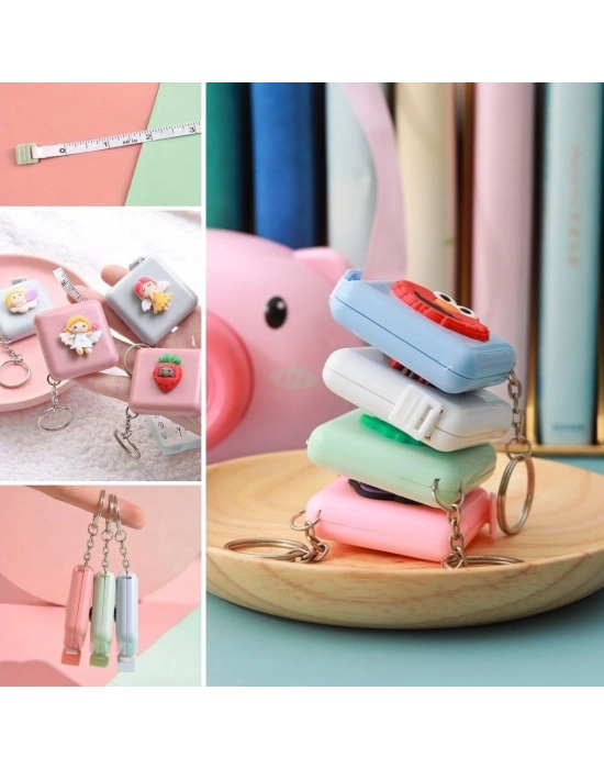 ®  Sevimli Yumuşak Stickerli 150 cm Uzunluğunda Pratik Taşınabilir Çanta Boy Anahtarlıklı Mezura