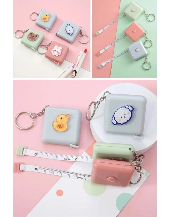 ®  Sevimli Yumuşak Stickerli 150 cm Uzunluğunda Pratik Taşınabilir Çanta Boy Anahtarlıklı Mezura