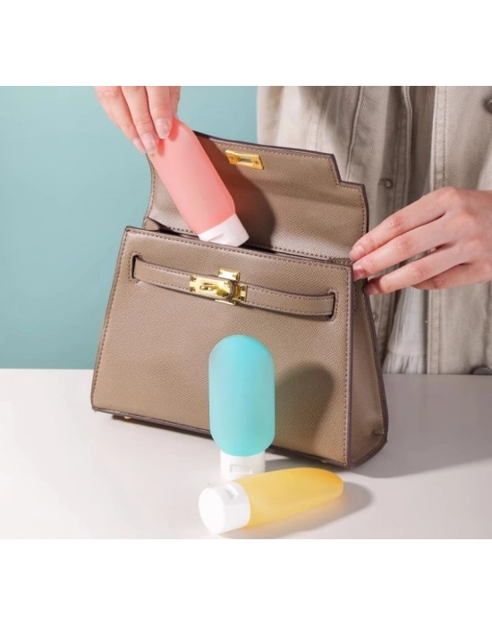 Seyahat Tipi Doldurulabilir Krem Şampuan Kutusu 3 lü Set