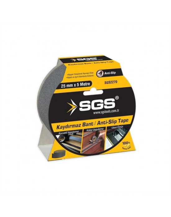 Sgs 2270 Siyah Kaydırmaz Bant 25 mm 5 Metre