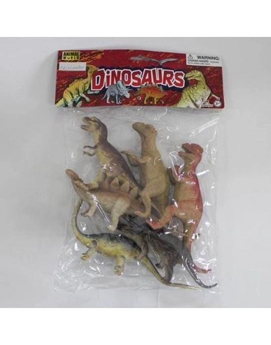 SH-9001-Vardem Poşetli 6Pcs 8 İnch  Çiftlik Hayvan ve Dinozor Set