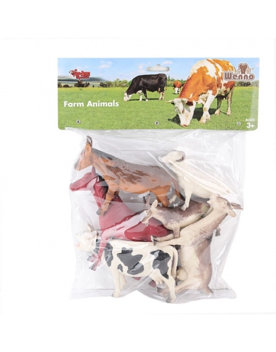SH-9001-Vardem Poşetli 6Pcs 8 İnch  Çiftlik Hayvan ve Dinozor Set