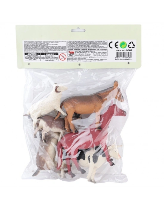 SH-9001-Vardem Poşetli 6Pcs 8 İnch  Çiftlik Hayvan ve Dinozor Set