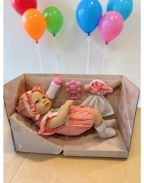 SH59998 40 CM TAM VİNİL BEBEK EMZİKLİ HAVLULU