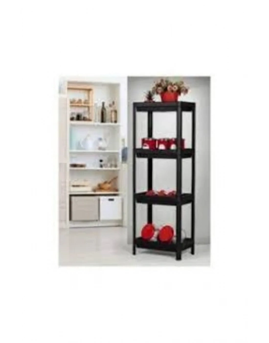 Shelf Unit Raf Ünitesi Siyah Renk 4 Katlı Royaleks-81414