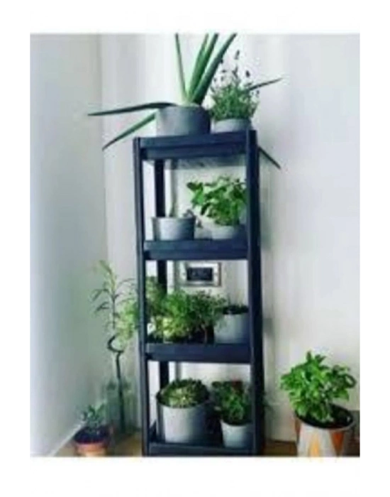 Shelf Unit Raf Ünitesi Siyah Renk 4 Katlı Royaleks-81414