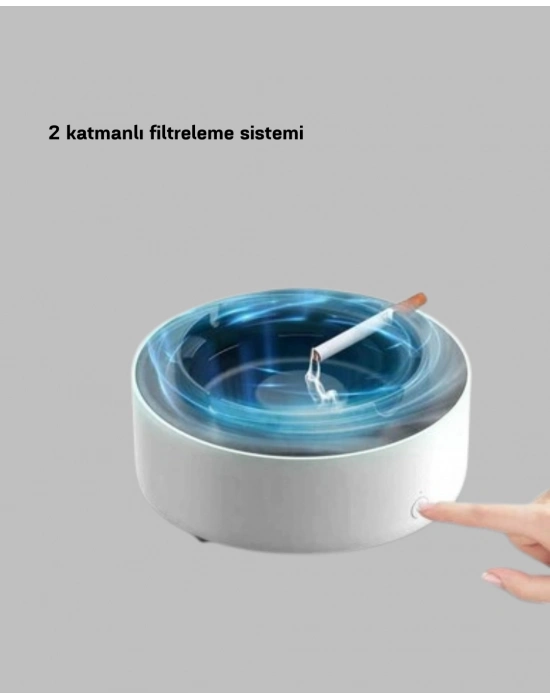 ® Sigara Dumanı ve Koku Giderici Hava Temizleyici Küllük – 2 Katmanlı Filtreli