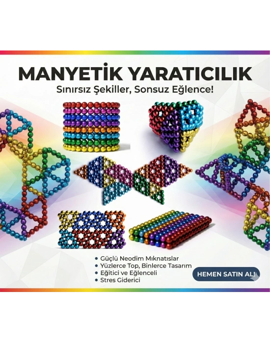 Sihirli Manyetik Toplar Dyum Mıknatıs Küp Bilye 216 Adet Cube Küp Dymium