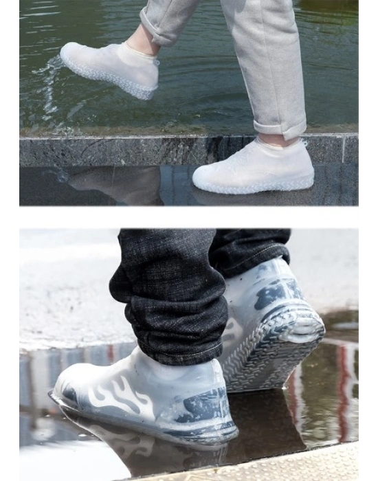 ® Silikon Ayakkabı Kılıfı Kaymaz Su Kir Geçirmez  M Beden Beyaz