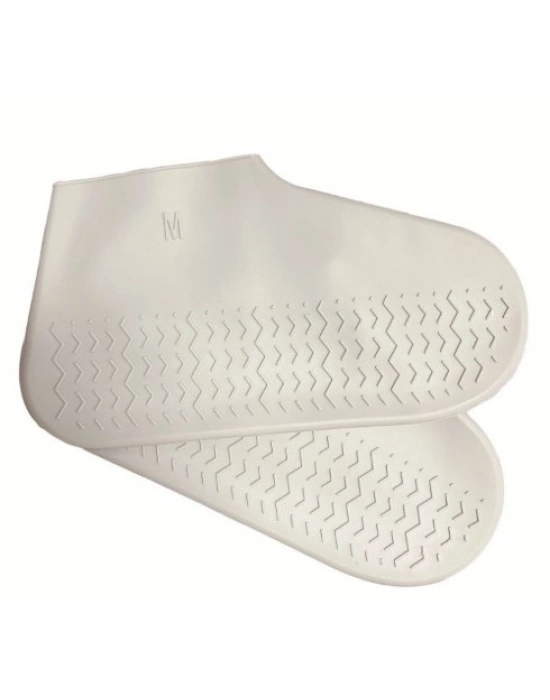 ® Silikon Ayakkabı Kılıfı Kaymaz Su Kir Geçirmez  M Beden Beyaz