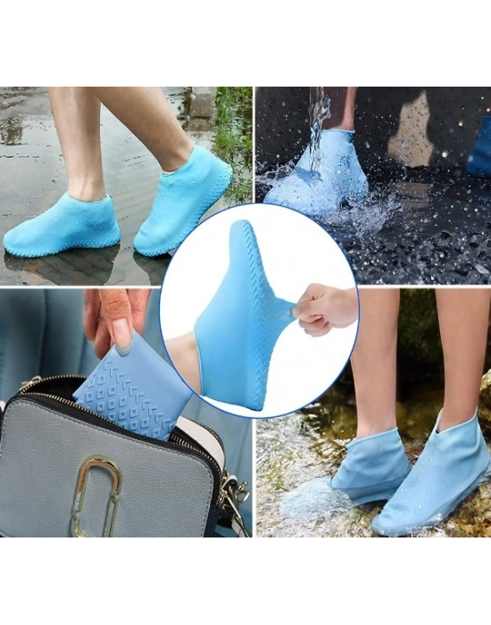 ® Silikon Ayakkabı Kılıfı Kaymaz Su Kir Geçirmez  M Beden Beyaz