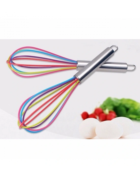 Silikon Çırpıcı Metal Saplı Renkli Çırpma Teli