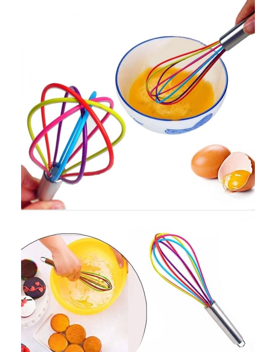 Silikon Çırpıcı Metal Saplı Renkli Çırpma Teli