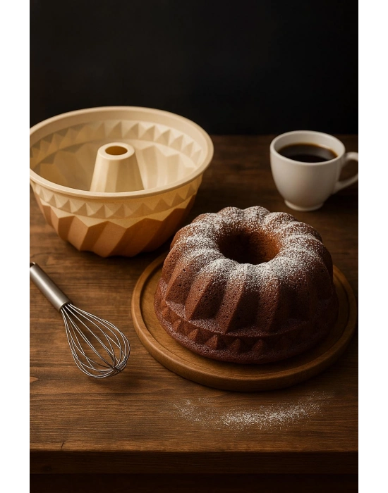 Silikon Kek Kalıbı Büyük Krem Renk Yuvarlak 24 cm