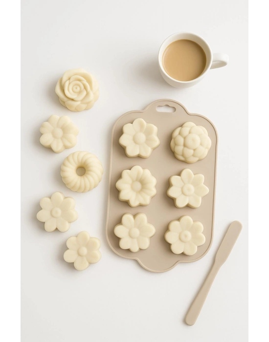 Silikon Kek ve Çikolata Kalıbı 6’lı Krem Renk Pasta Tatlı Muffin Kalıbı