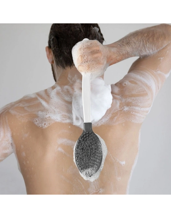 ®  Silikon Masajlı Uzun Saplı Vücut Masaj Fırçası Banyo Sırt Kesesi Saplı Yumuşak Fırça