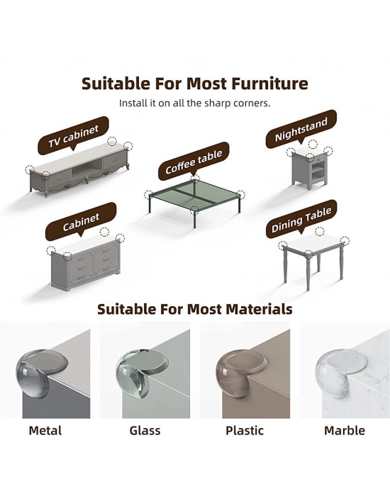 Silikon Şeffaf Masa Kenarı Köşe Koruması