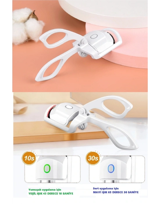 Silikon Uçlu Elektrikli Kirpik Kıvırıcı 2 Sıcaklık Modlu Usb Şarjlı Kolay Rimel Kirpik Bigudisi