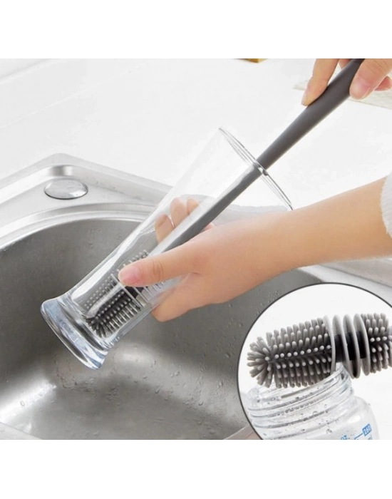 Silikon Uzun Saplı Kavanoz Yıkama Fırçası