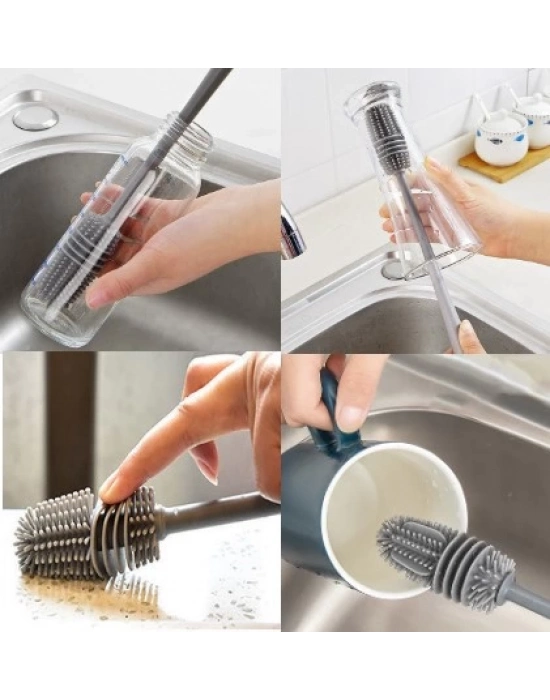 Silikon Uzun Saplı Kavanoz Yıkama Fırçası