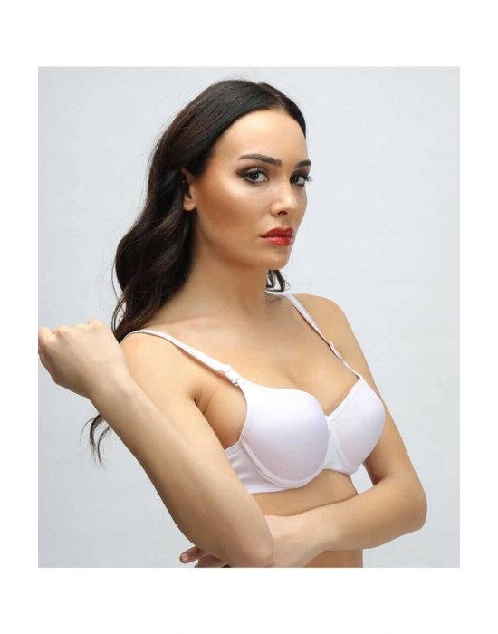 Silikonlu Desteksiz Telli Düz Boş Sütyen Beyaz