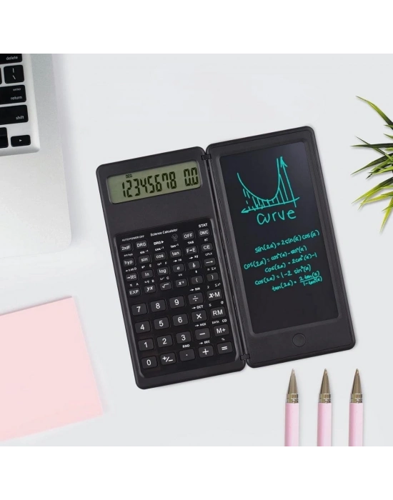 ®  Silinebilir LCD Yazı Tabletli,Kalemli Katlanabilir Bilimsel Hesap Makinesi