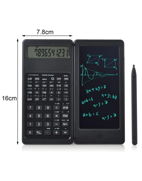 ®  Silinebilir LCD Yazı Tabletli,Kalemli Katlanabilir Bilimsel Hesap Makinesi