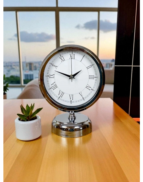 Sılver Classic Aura 25 x 20 Cm Metal Krom Masa Saati