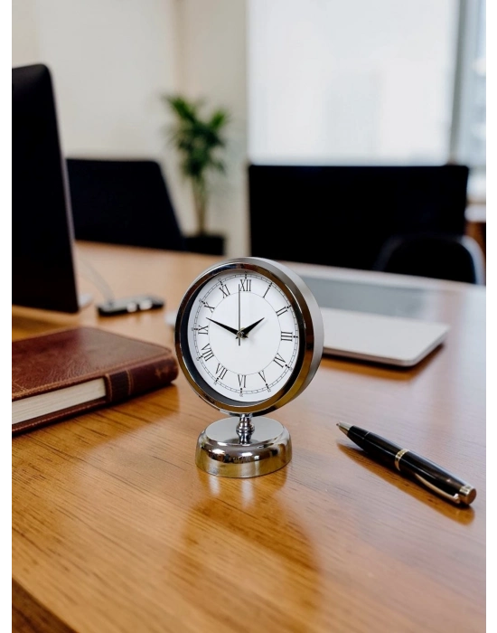 Sılver Classic Aura 25 x 20 Cm Metal Krom Masa Saati