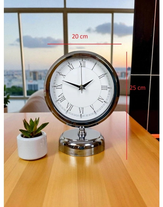 Sılver Classic Aura 25 x 20 Cm Metal Krom Masa Saati
