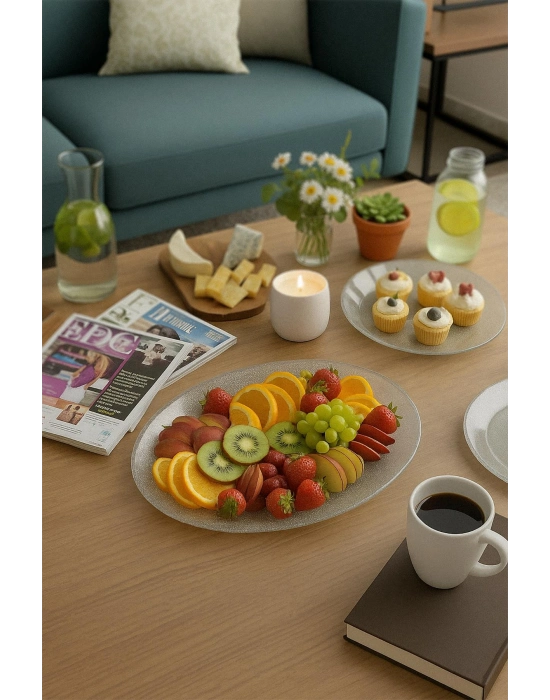 Silver Simli Büyük Kayık Tabak Sunum & Servis Tabağı - 26,5 x 39,5 cm