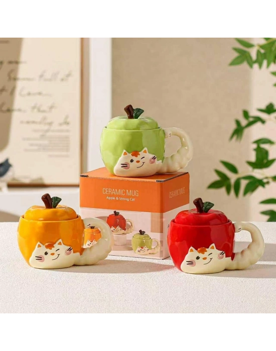 Şımarık Kedi Tasarımlı Seramik Kupa