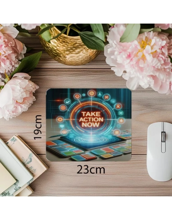 Şimdi Harekete Geç Yazılı Parlak Mousepad - 19x23 cm 2 mm Dikdörtgen İthal Baskılı Mouse Pad