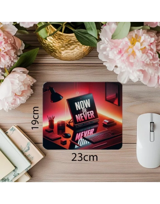 Şimdi Ya Da Asla Temalı Parlak Tasarım Mouse Pad - 19x23 cm 2 mm Dikdörtgen İthal Baskılı Mouse Pad