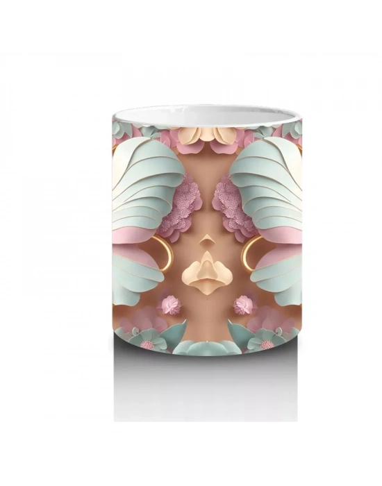 Simetrik Pastel Renkli Kelebekler - Baskılı Kahve Kupası