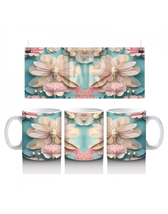 Simetrik Rölyef Kelebek Deseni – Baskılı Kupa