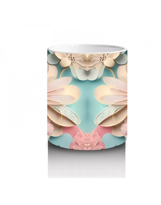 Simetrik Rölyef Kelebek Deseni – Baskılı Kupa