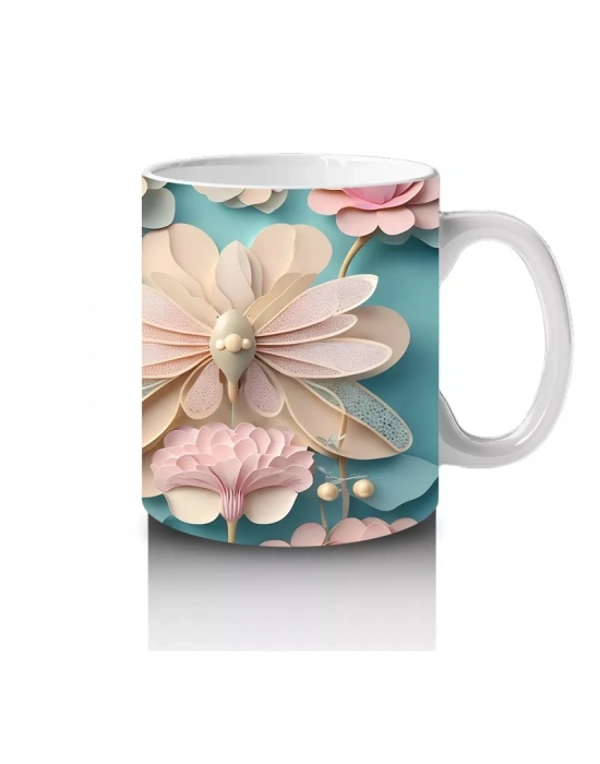 Simetrik Rölyef Kelebek Deseni – Baskılı Kupa