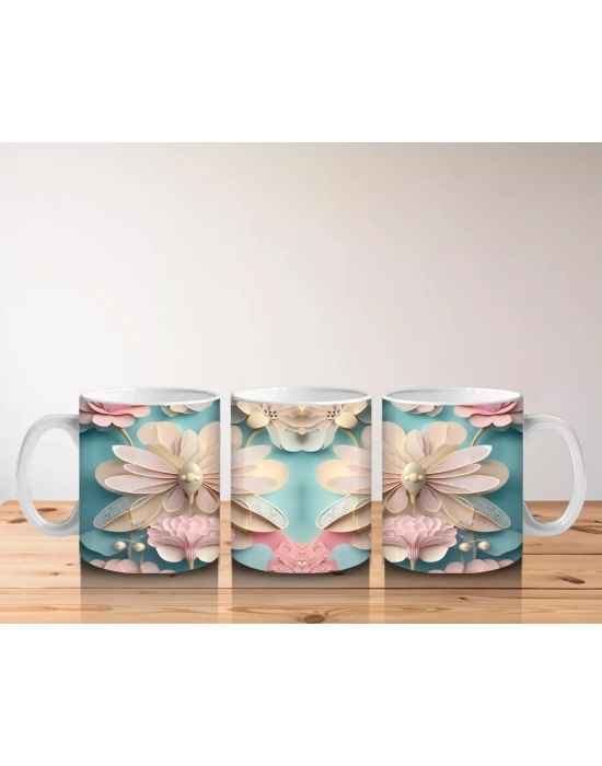 Simetrik Rölyef Kelebek Deseni – Baskılı Kupa