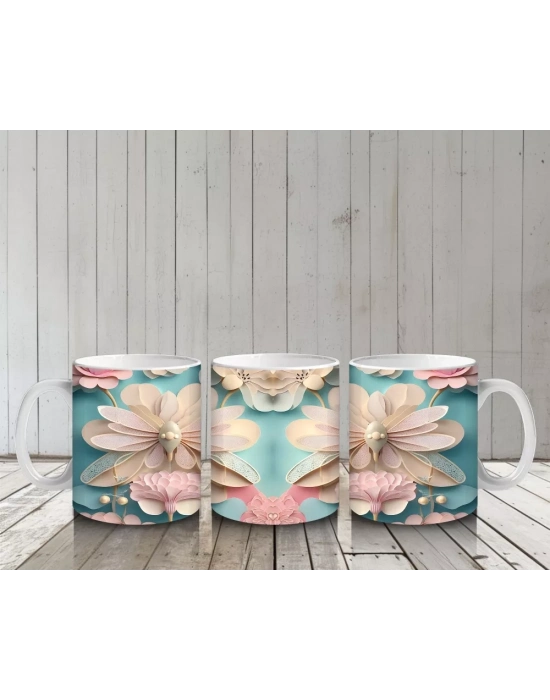 Simetrik Rölyef Kelebek Deseni – Baskılı Kupa