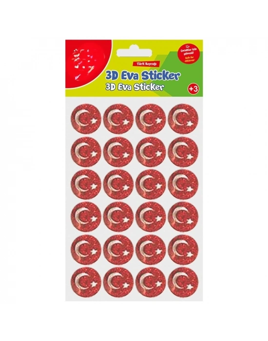 Simli Eva Sticker Ay Ve Yıldız 24lü Sticker