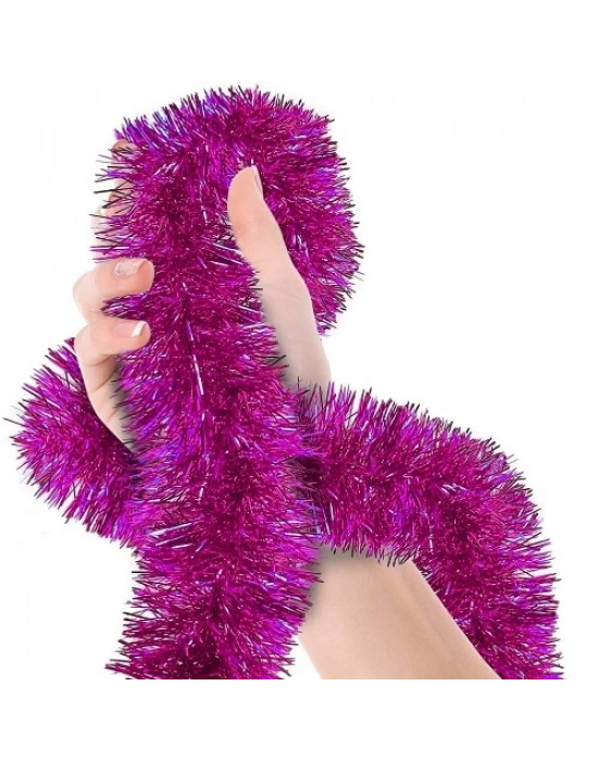 Simli Parti Süsü 2 Metre Fuşya