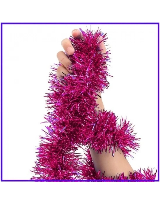 Simli Parti Süsü 2 Metre Fuşya