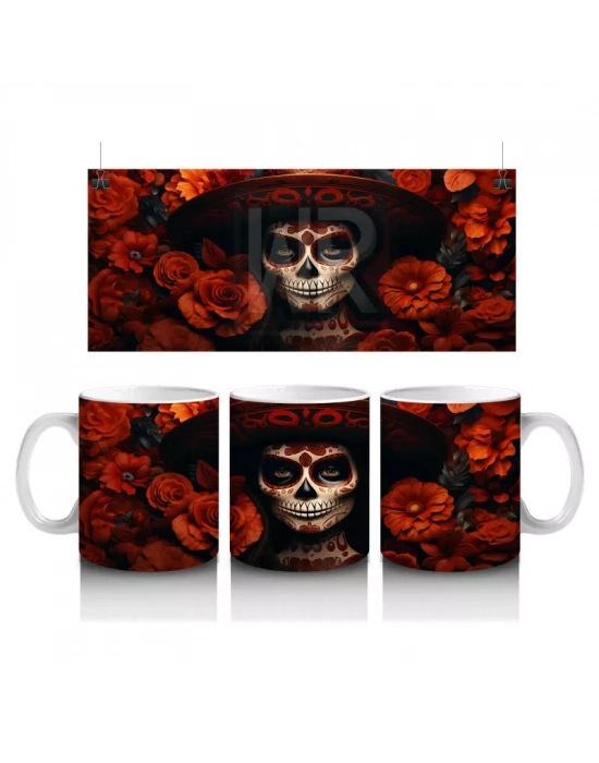 Simsiyah Şapka ve Kırmızı Gül Bahçesi – Hediyelik Kahve Kupası