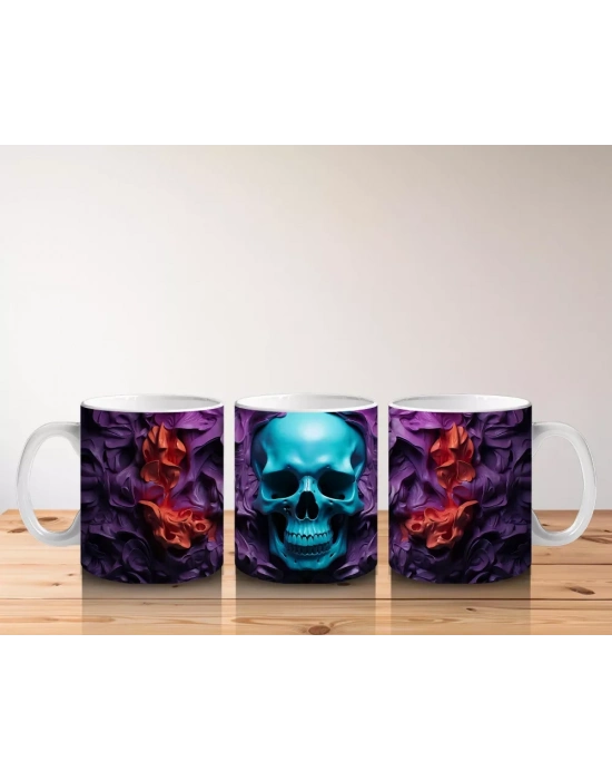 Sisler Arasında Işıltılı Mavi Kafatası – Hediyelik Kahve Kupası