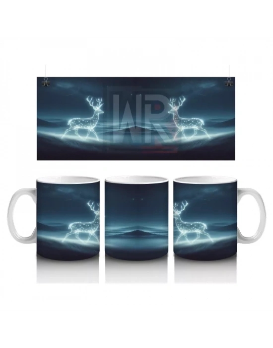 Sisli Deniz Üzerinde Hayalet Gemisi Figürlü Gotik Cadılar Bayramı Baskılı Kupa