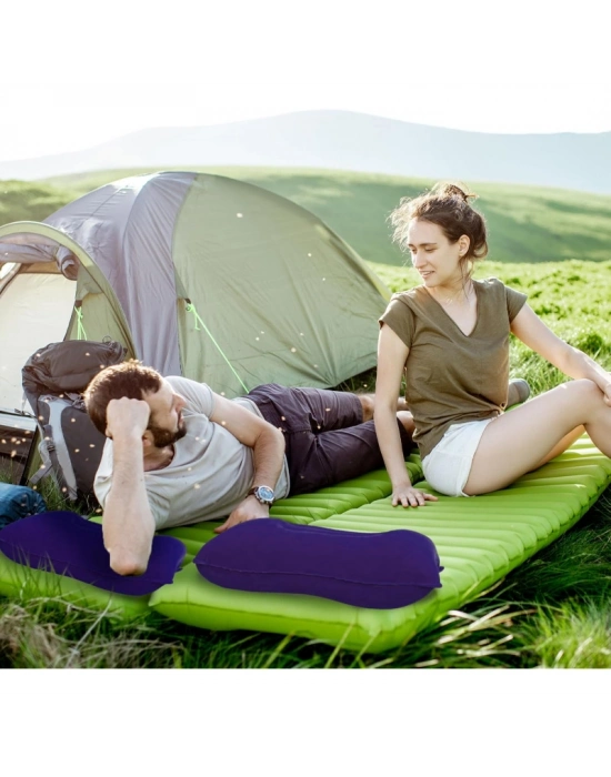 Şişme Kamp ve Yolculuk Yastığı - Ergonomik - Kadife Yüzey