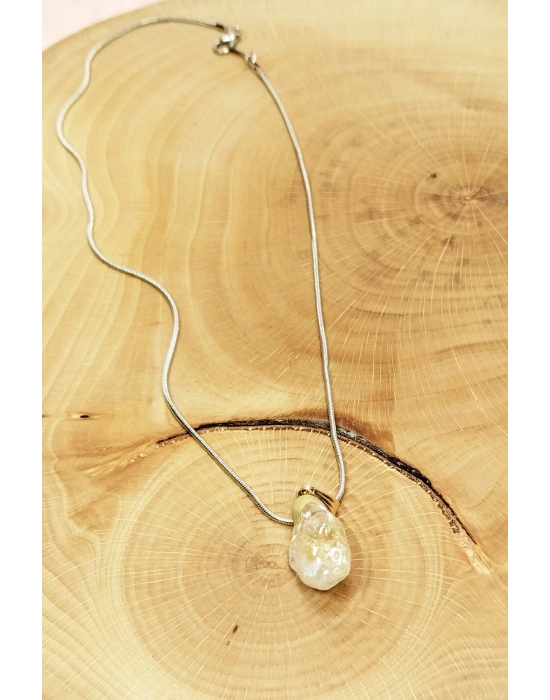 Sitrin Doğal Taşı Zincirli El Yapımı Kolye Uç: 2 cm Zincir: 20 cm Kutulu