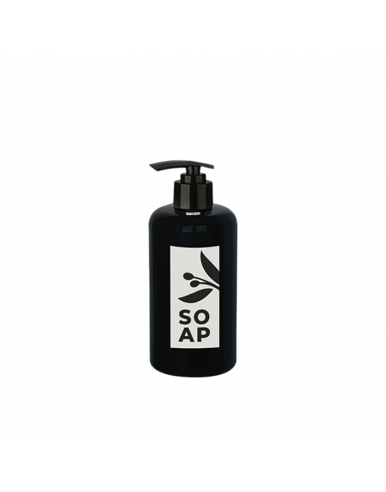 Sıvı Sabunluk Yuvarlak Plastik Pompalı 500 Ml - Siyah