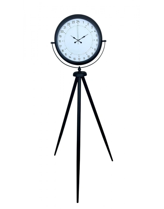 ® Siyah 24 Saat Göstergeli Özel Tasarım Tripod Ayaklı Saat